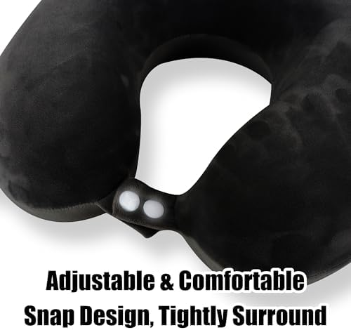 Sexysamba Pure Memory Foam Travel Pillow Set for Adults - Comfortable & Removable Machine Washable Cover, Neck Support Pillow Airplane Travel Kit with Eye Mask for Portable Plane Accessories - Black - Image 3