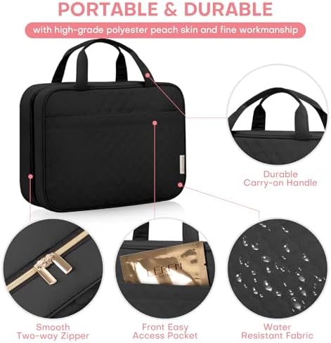 HXLGMD Travel Size Toiletry Bag for Women, Portable Cosmetic Bag with Hanging Hook, Travel Essentials Water-resistant Makeup Organizer for Accessories, Shampoo, Full-size Container, Toiletries - Image 3