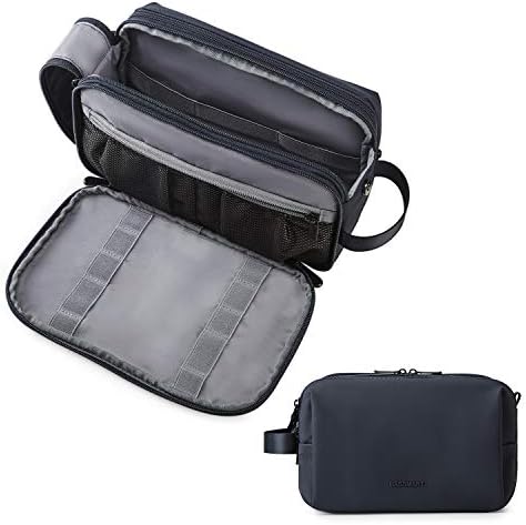 BAGSMART Toiletry Bag for Men, Travel Toiletry Organizer Dopp Kit Water-resistant Shaving Bag for Toiletries Accessories, Door Room Essentials,Navy Blue-medium by BAGSMART