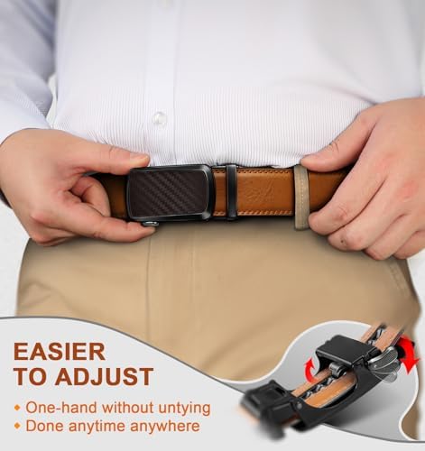 BULLIANT Men's Ratchet Leather Belt Trimmable 2Pack 1 3/8"-Gift Boxed - Image 4