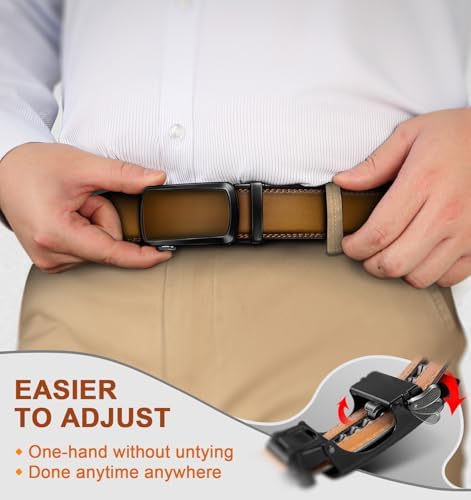 BULLIANT Men's Ratchet Leather Belt Trimmable 2Pack 1 3/8"-Gift Boxed - Image 4