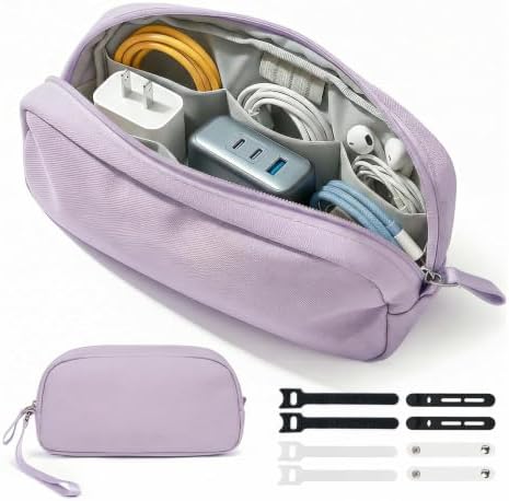 Anti-Tangle Electronics Organizer Travel Cable Bag Purple by Woyinger