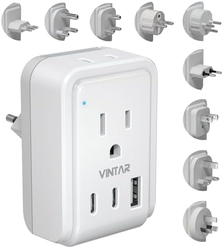 VINTAR Universal Travel Adapter, Type A,C,D,E/F,G,H,I,L,M Detachable Plugs by VINTAR