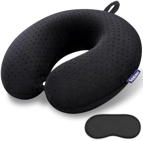 Travel Neck Pillow, Memory Foam Airplane Pillow, Black by Gosider