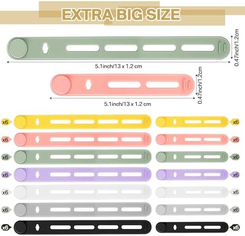 Tellegloww 42 Cable Ties Cord Organizer,Multicolor,3.15 Inch, 5.12 Inch - Image 2