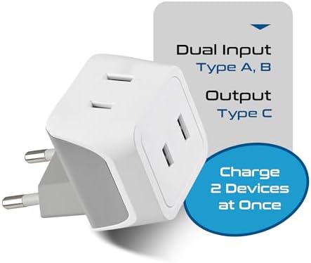 Ceptics European Travel Plug Adapter - Type C, Dual Input, Compact (3 Pack) - Image 5