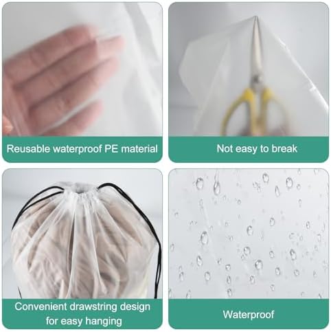 100Pcs Shoe Bags for Travel，PLULON 15.7" x 11.8" Clear Drawstring Storage Plastic Bags Shoes Organizer for Packing Waterproof Dustproof Women Men Portable Travel Essentials - Image 3