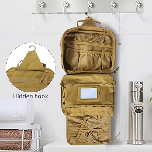 Toiletry Bag for Men,Hanging Toiletry Bag Shower Bag,Mens Toiletry Travel Bag,Travel Toiletry Organizer Dopp Kit Hygiene Bag for Toiletries Shaving Essentials - Brown - Image 6