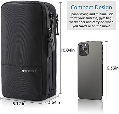 Purevave Compact Mens Toiletry Travel Bag Hanging, Mens Dopp Kit for Travel Waterproof, Wash Pouch Black - Image 4