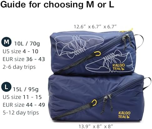 Ultralight Travel Shoe Bag 15L, Fits 2 Pairs Shoes, Large Water-Resistant Packing Cube. - Image 4