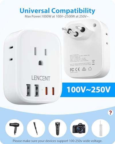 LENCENT Switzerland Travel Plug Adapter, Swiss Power Adaptor with 4 Outlets - Image 5