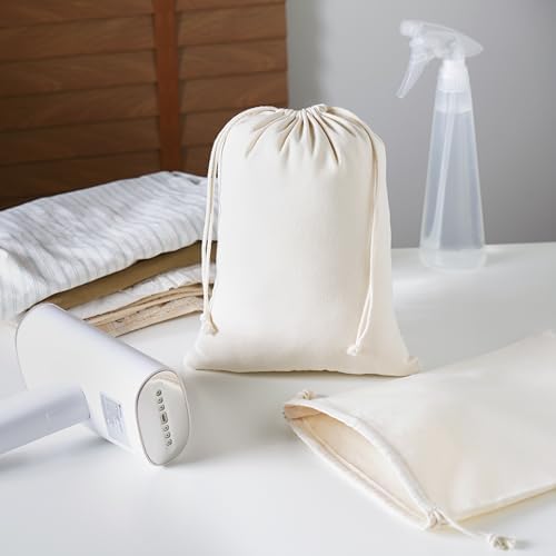 Heavy Duty Cotton Drawstring Bags 4-Pack - 270 GSM Thick Cloth Pouches for Gifts, Travel, Dice, Jewelry, Laundry - Double Drawstring (Natural Beige, 9 x 12 Inches) - Image 3