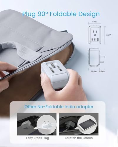 VINTAR US to India Plug Adapter, Foldable India Power Adapter, 2 Pack - Image 2