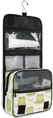 MNSRUU Hanging Toiletry Bag Cute Frog Makeup Travel bag for Toiletries Portable Toiletry Organizer Bags Clear Toiletry Cosmetic Kit - Image 3