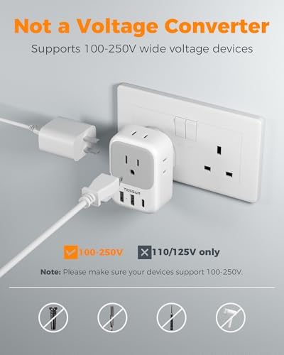 TESSAN UK Adapters for Travel, Type G Adaptor, 2 Pack - Image 6