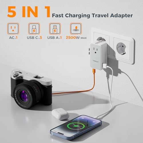 TESSAN Universal Travel Adapter 70W, Type C G A I - Image 4