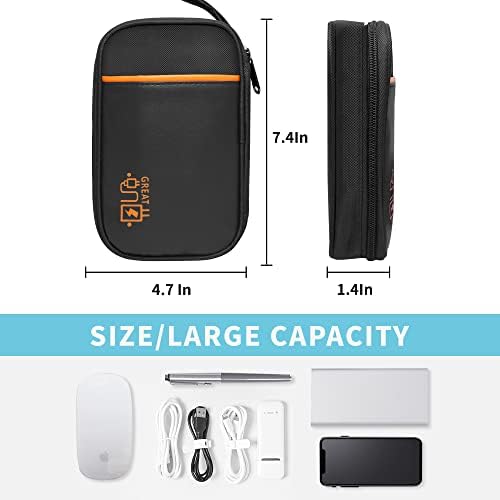 Lcsmaokin Electronics Travel Organizer,Portable Waterproof Electronic Travel Storage Bag for Small Charging Cord Storage,Charger,Small Electronics,SD Card etc,for Travel,Business -Black - Image 4