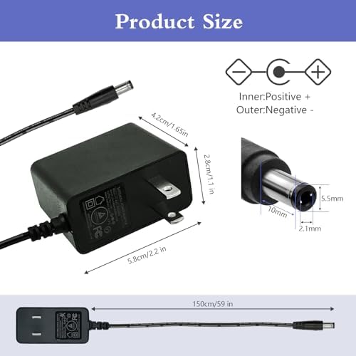 5V 1A Wall Charger Power Adapter with Plug 5.5 x 2.1mm, 5W Universal AC/DC Adapter 100-240V AC to DC 5V Power Cord Converter with 9 Interchangeable Jacks Plug (5 Adapters+8 DC Tips+1LED Tip) - Image 3