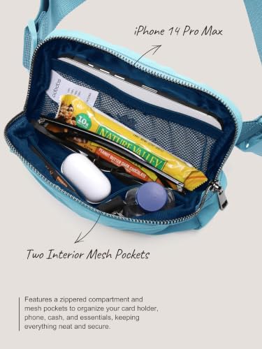 ODODOS Unisex Mini Belt Bag with Adjustable Strap Small Fanny Pack for Workout Running Traveling Hiking, Steel Blue - Image 4