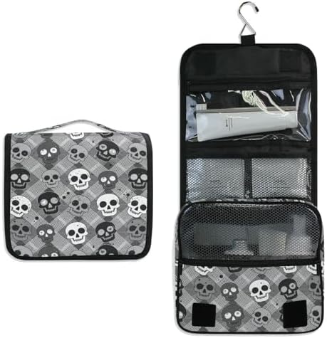 MNSRUU Hanging Toiletry Bag Striped Gothic Skull Makeup Travel bag for Toiletries Portable Toiletry Organizer Bags Clear Toiletry Cosmetic Kit - Image 7