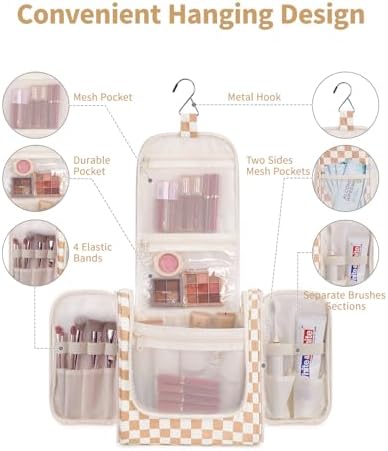 Narwey Large Hanging Travel Toiletry Bag for Women, Makeup Cosmetic Bag - Image 2