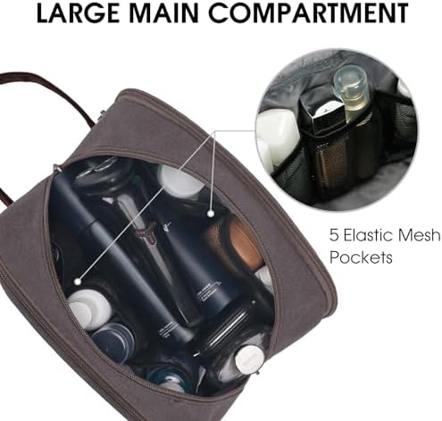 WANDF Travel Toiletry Bag for Men, Canvas Shaving Dopp Kit - Image 2
