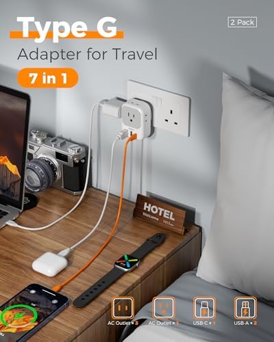 TESSAN UK Adapters for Travel, Type G Adaptor, 2 Pack - Image 3