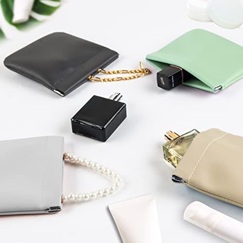 4Pcs Lambskin Pocket Cosmetic Bag, Portable Waterproof Small Makeup Bag No Zipper Self-Closing Small Makeup Pouch for Women Mini Makeup Bag Travel Storage for Cosmetics Headphones Jewelry(B-Style) - Image 4