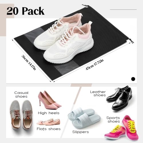 Shappy 20 Pcs Black Shoe Bags for Travel Storage - Image 2