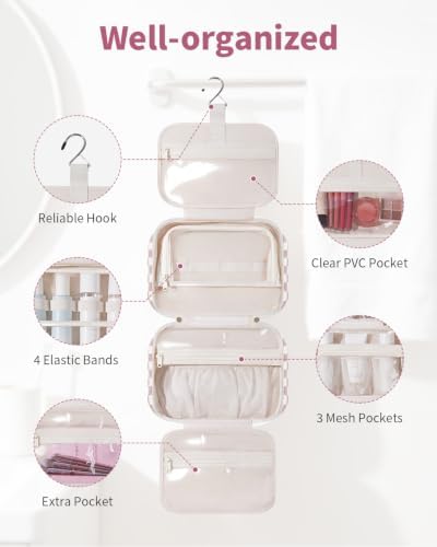 Narwey Hanging Travel Toiletry Bag, Makeup Bag for Women Girls Kids Gifts - Image 3