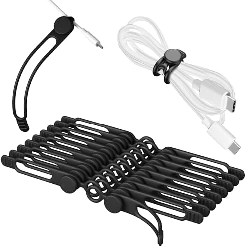 3 Inch Reusable Cable Ties, Silicone Cord Organizer, 20Pcs-Black by ELECTRONICSORGANIZATION