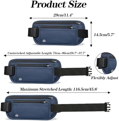 Blue Hidden Money Belt for Travel for Men, Waist Wallet Anti Theft, RFID Passport Holder For Travel Men Or Women, Money Pouch, RFID Passport Holder - Image 2