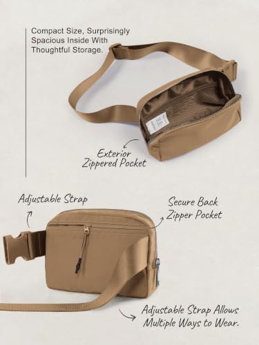 ODODOS Unisex Mini Belt Bag with Adjustable Strap Small Fanny Pack for Workout Running Traveling Hiking, Caramel - Image 6