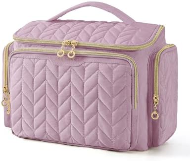 BAGSMART Travel Toiletry Bag, Large Wide-open Travel Bag for Toiletries, Makeup Cosmetic Travel Bag with Handle-Purple by BAGSMART