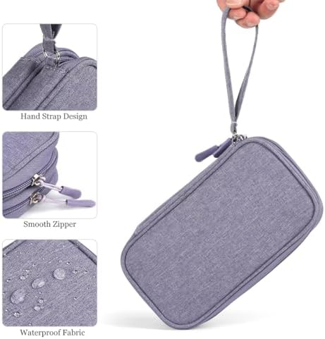 CAAORDKSO Travel Electronic Organizer Pouch Bag, Waterproof Portable Electronic Accessories Storage Multifunctional Case for USB, Cable, Cord, Charger, Phone, Power Bank, Earphone (Purple, Large) - Image 6