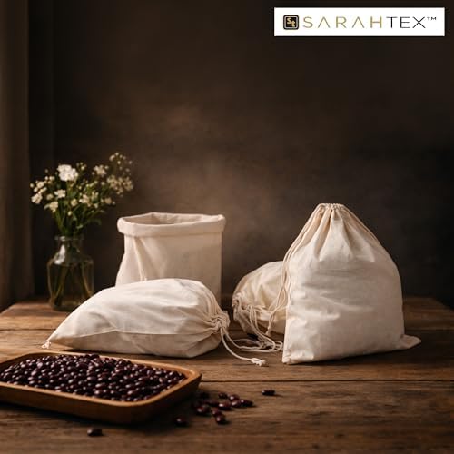 16" x 20" Premium 100% Cotton Drawstring Bags 4 Pack, 140 GSM Extra Large Cotton Storage Bags for Clothes, Laundry, Travel Packing, Shoes, Gift Packaging, Eco Friendly Reusable Drawstring Pouch - Image 5