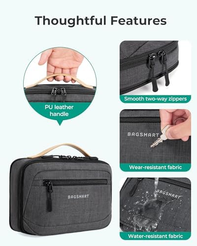 BAGSMART Electronics Organizer Travel Case, Cord Organizer Travel Cable Bag for Tech Accessories(Gray) - Image 4