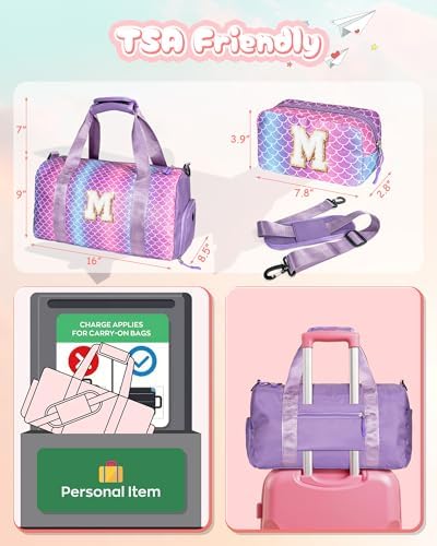 Dorm Room Essentials for Girls-Girl Gym Bag with Shoe Compartment - Image 3