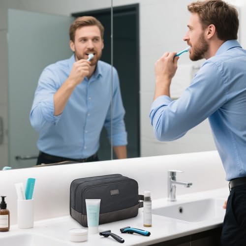 WANDF Travel Toiletry Bag for Men, Canvas Shaving Dopp Kit - Image 5