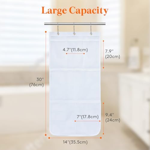 Lifewit Cruise Essentials Shower Caddy Must-Have, 7 Pockets Hanging Bathroom Organizer with Quick-Dry Mesh, Portable Shower Bag to Storage Soap, Shampoo, for RVing, Travel, Camping, White, 1 Pack - Image 2