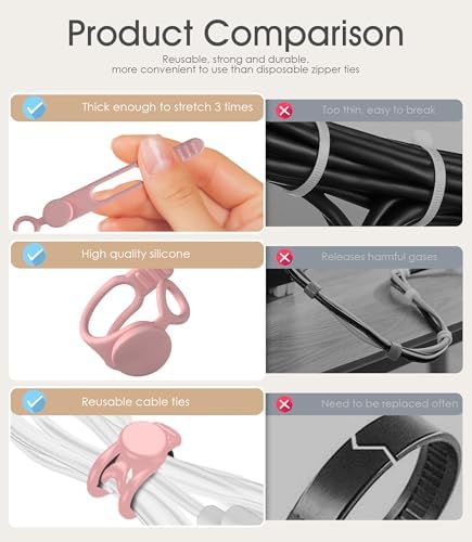 3 Inch Reusable Cable Ties, Silicone Cord Organizer, 24Pcs-Multi - Image 3