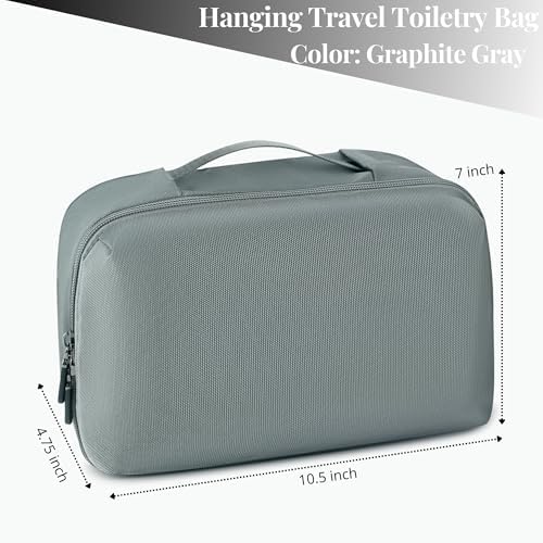 Hanging Toiletry Bag for Men, Toiletries Travel Kit with 360° Swivel Hook, Water-Resistant Nylon Dopp Kit,Shaving Bag with Clear Pockets Used for Trip,Daily or Gift,Graphite Gray - Image 2