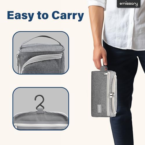 Pantheon Hanging Travel Toiletry Bag for Men, Dopp Kit - Gray - Image 3