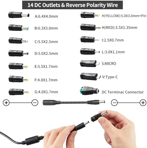 108W Universal Power Supply Adjustable 9V~36V DC Switching Adapter 100V-240V AC to DC Converter Transformer with LED Voltage Display,14 Tips & Polarity Converter,9V12V15V18V20V24V...36V Power Supply - Image 4