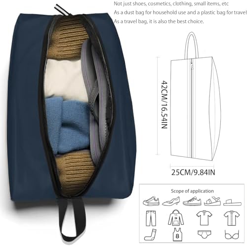Shoe Bag for Travel, Waterproof Extra Large Shoe Storage Organizer with Handle, Multi-Functional Odor-Resistant Shoe Pouch for Gym, Soccer, Golf, Tennis Soccer Cleats Bag 16.5 x 9.8 Inches (Dark Blue) - Image 4