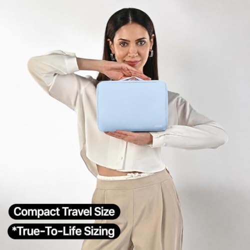 KAZAY Hanging Toiletry Bag with TSA Approved Detachable Pouch, COMPACT TRAVEL SIZE, Travel Toiletry Bag, Water Resistant, Premium Nylon, Travel Size Toiletries, Cosmetic Bag, Makeup Bag (Light Blue) - Image 2