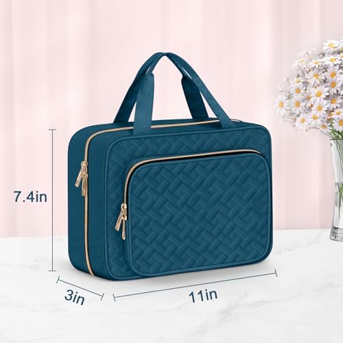Wedama Toiletry Bag for Women, Medium Cosmetic Travel Bag, Hanging Toiletry Bag for Bathroom, Thickened PVC Waterproof Makeup Bag, Toiletries Bag for Travel Business Trips and Camping, Dark Blue - Image 5