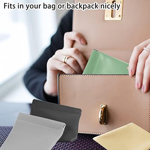 4Pcs Lambskin Pocket Cosmetic Bag, Portable Waterproof Small Makeup Bag No Zipper Self-Closing Small Makeup Pouch for Women Mini Makeup Bag Travel Storage for Cosmetics Headphones Jewelry(B-Style) - Image 5