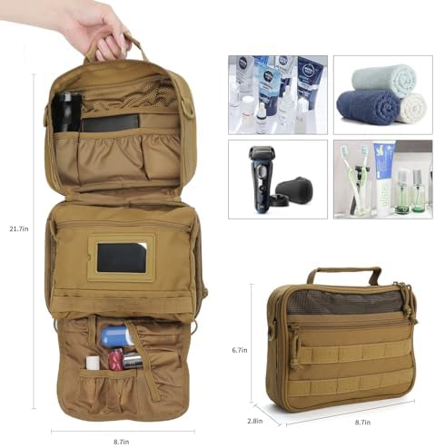 Toiletry Bag for Men,Hanging Toiletry Bag Shower Bag,Mens Toiletry Travel Bag,Travel Toiletry Organizer Dopp Kit Hygiene Bag for Toiletries Shaving Essentials - Brown - Image 3