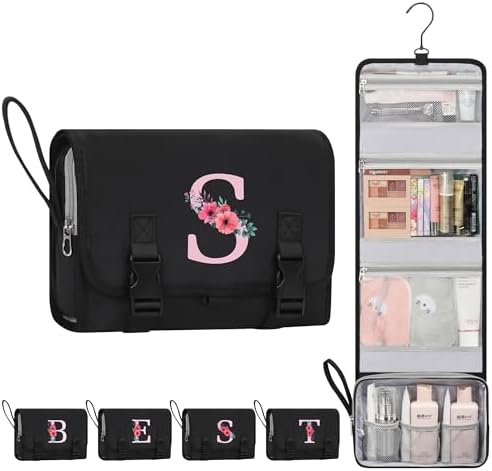 Relavel Travel Hanging Toiletry Bag with Compartments for Women, Black S by Relavel